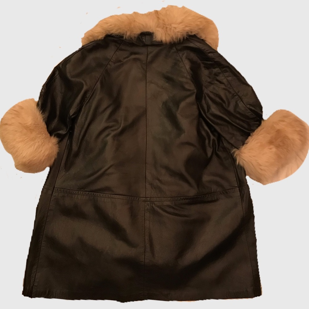 VTG LEATHER AND FOX FUR COAT - Picture 5 of 7